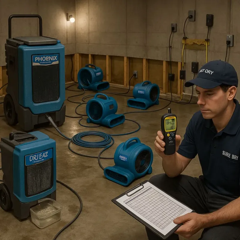 Structural Drying and Dehumidification process in Plainfield Village, CT